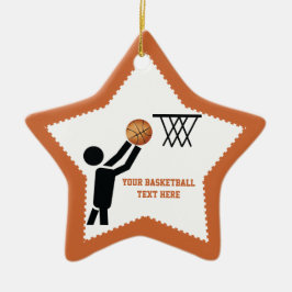 Basketbalspeler met balster keramisch ornament