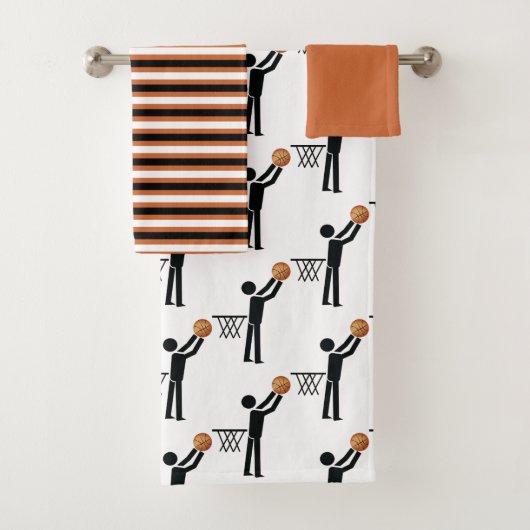 Basketbalspeler met kogel en strepen bad handdoek (Insitu)