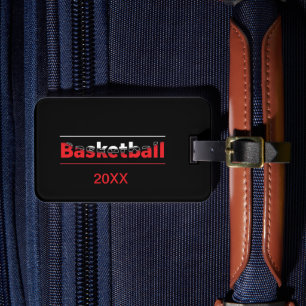 Basketbalspeler - Minimale geometrische boog Bagagelabel