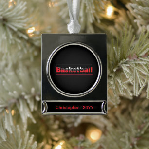 Basketbalspeler - Minimale geometrische boog Verzilverd Banner Ornament
