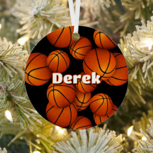 Basketbalspeler naam herdenkingsjaar metalen ornament