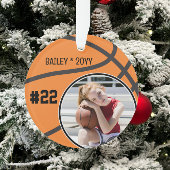 Basketbalspeler Naam Nummer Foto Keepsake Ornament