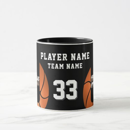 Basketbalspeler Naam Nummer Team 2 Foto's Mok (Midden)