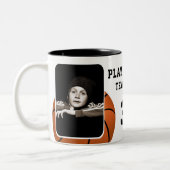 Basketbalspeler Naam Nummer Team 2 Foto's Tweekleurige Koffiemok (Links)