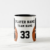 Basketbalspeler Naam Nummer Team 2 Foto's Tweekleurige Koffiemok (Center)
