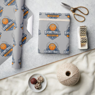 Basketbalspeler NAAM TOEVOEGEN Varsity School Team Cadeaupapier