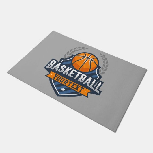 Basketbalspeler NAAM TOEVOEGEN Varsity School Team Deurmat (Schuin)