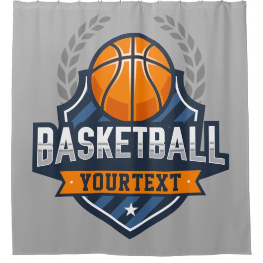 Basketbalspeler NAAM TOEVOEGEN Varsity School Team Douchegordijn (Voorkant)