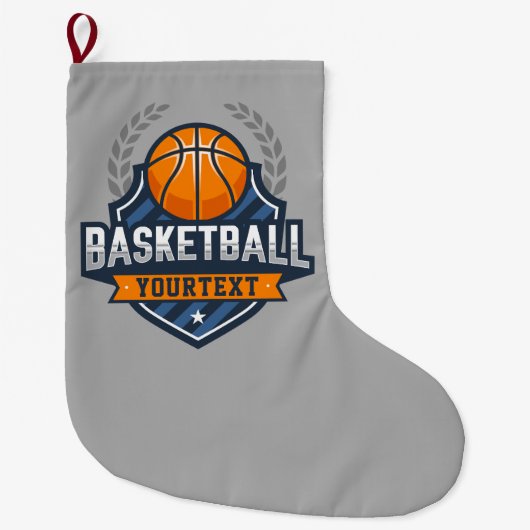 Basketbalspeler NAAM TOEVOEGEN Varsity School Team Grote Kerstsok (Voorkant)