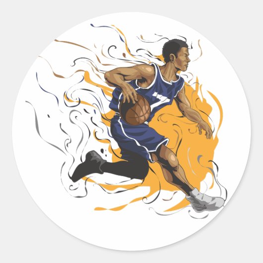 Basketbalspeler nr. 7 ronde sticker (Voorkant)