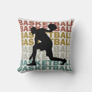 Basketbalspeler  retro stijl tekst kussen