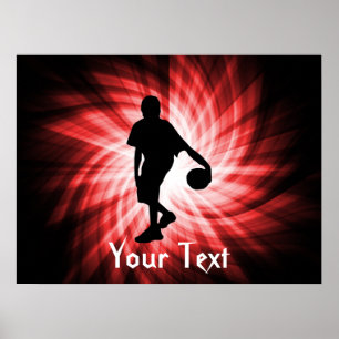 Basketbalspeler; rood poster
