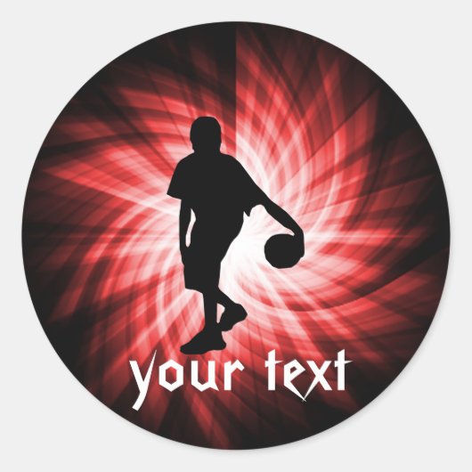Basketbalspeler; rood ronde sticker (Voorkant)