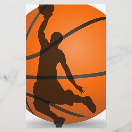 basketbalspeler silhouette pop art briefpapier (Voorkant)
