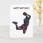 Basketbalspeler-Slam Dunk Kaart (Gele Bloem)