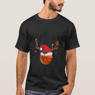 Basketbalspelers Rendier Kerstman Hoed Grappig lel T-shirt