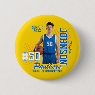 Basketbalteam Aangepaste foto Senior Night Sport Ronde Button 5,7 Cm