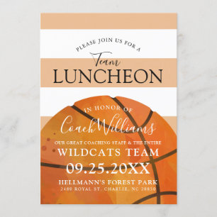 Basketbalteam Einde seizoen Luncheon Tan Invite Kaart