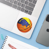 Basketbalteam kleurt kinder naam blauw goud sticker (Laptop met iPhone)