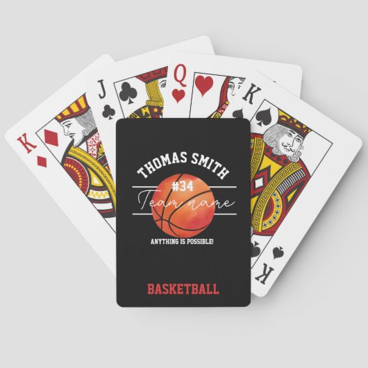 Basketbalteam speelkaarten | Aangepaste speler (Achterkant)
