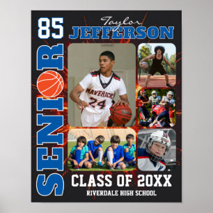 Basketbalteam Speler Fotocollage Senior Night Poster