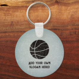 Basketbalthema - staal, eigen tekst aan beide zijd sleutelhanger