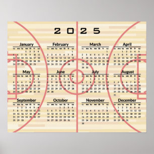 Basketbalveld Design 2025 Kalender Poster