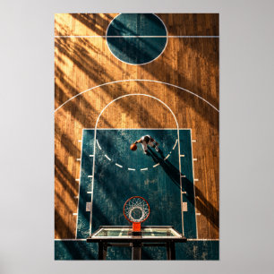 Basketbalveld in de lucht – Sportmuur Gouden Uur Poster