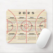 Basketbalveld Ontwerp 2025 Kalender Mousepad Muismat (Met muis)