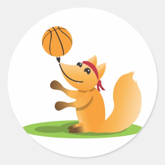 basketbalvos ronde sticker (Voorkant)