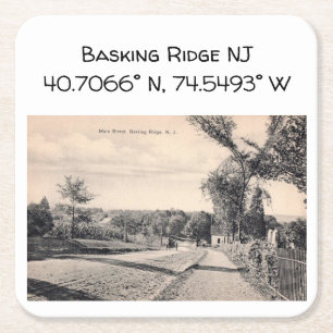 Basking Ridge NJ Map Coordinate 1906 Style Vierkante Kartonnen Onderzetter