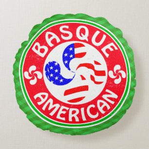 Baskische Amerikaanse Lauburu Cross Round Pillow Rond Kussen