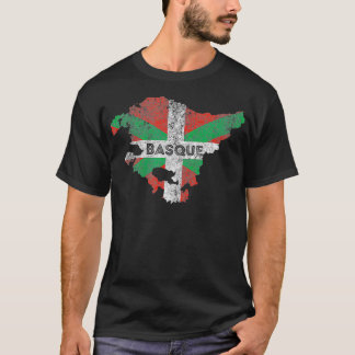 Baskische Kaart en Vlag Souvenir Verdrietig Baskis T-shirt