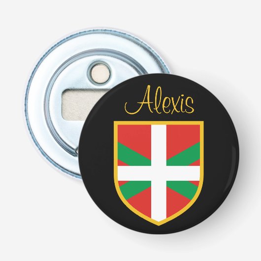 Baskische vlag button flesopener (Voorkant)