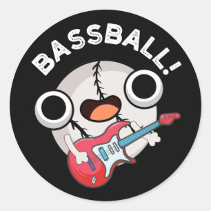 Bass-ball Funny Baseball Bass Pun Dark BG Ronde Sticker