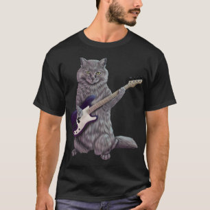 Bass Cat-Rock band kat dat gitaar speelt T-shirt