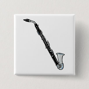 Bass Clarinet Graphic, alleen het Clarinet Vierkante Button 5,1 Cm