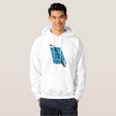 Bass Clarinet met blauwe achtergrond en Muzieknote Hoodie (Voorkant volledig)