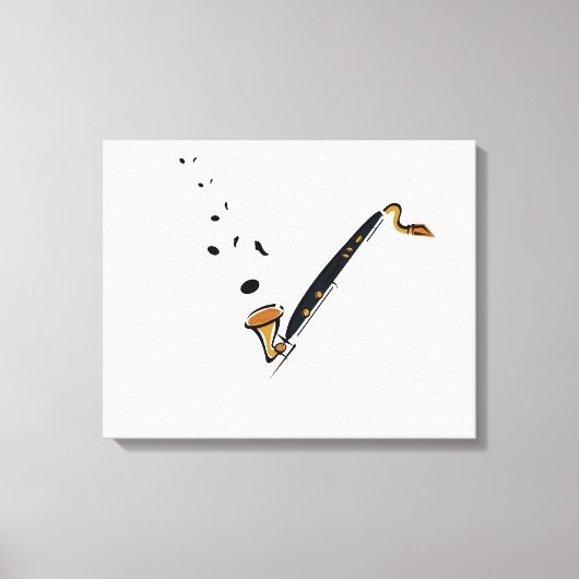 Bass Clarinet met muzieknoten Canvas Afdruk (Voorkant)