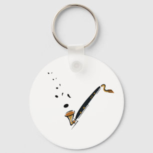 Bass Clarinet met muzieknoten Sleutelhanger