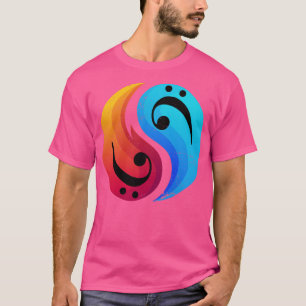 Bass Clef Guitar Yin en Yang Retro Bassige T-shirt