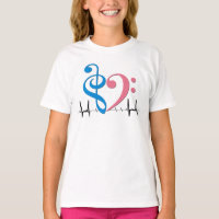 Bass Clef Heart EKG Waves Cyaan & Roze