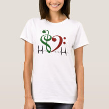 Bass Clef Heart EKG Waves Green & Ruby Red