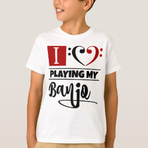 Bass Clef Heart I houdt van mijn banjo T-shirt