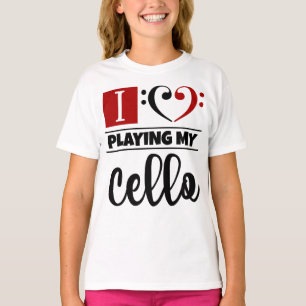 Bass Clef Heart I houdt van mijn Cello spelen T-shirt