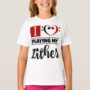 Bass Clef Heart I love play my Zor T-shirt