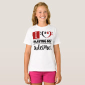 Bass Clef Heart I vind het geweldig om mijn dulcim T-shirt (Voorkant volledig)