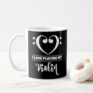 Bass Clef Heart I vind het geweldig om mijn viool  Koffiemok