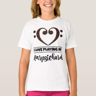 Bass Clef Heart Love Peling Harpsichord T-shirt