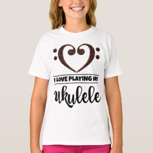 Bass Clef Heart Love Speelling Ukulele T-shirt